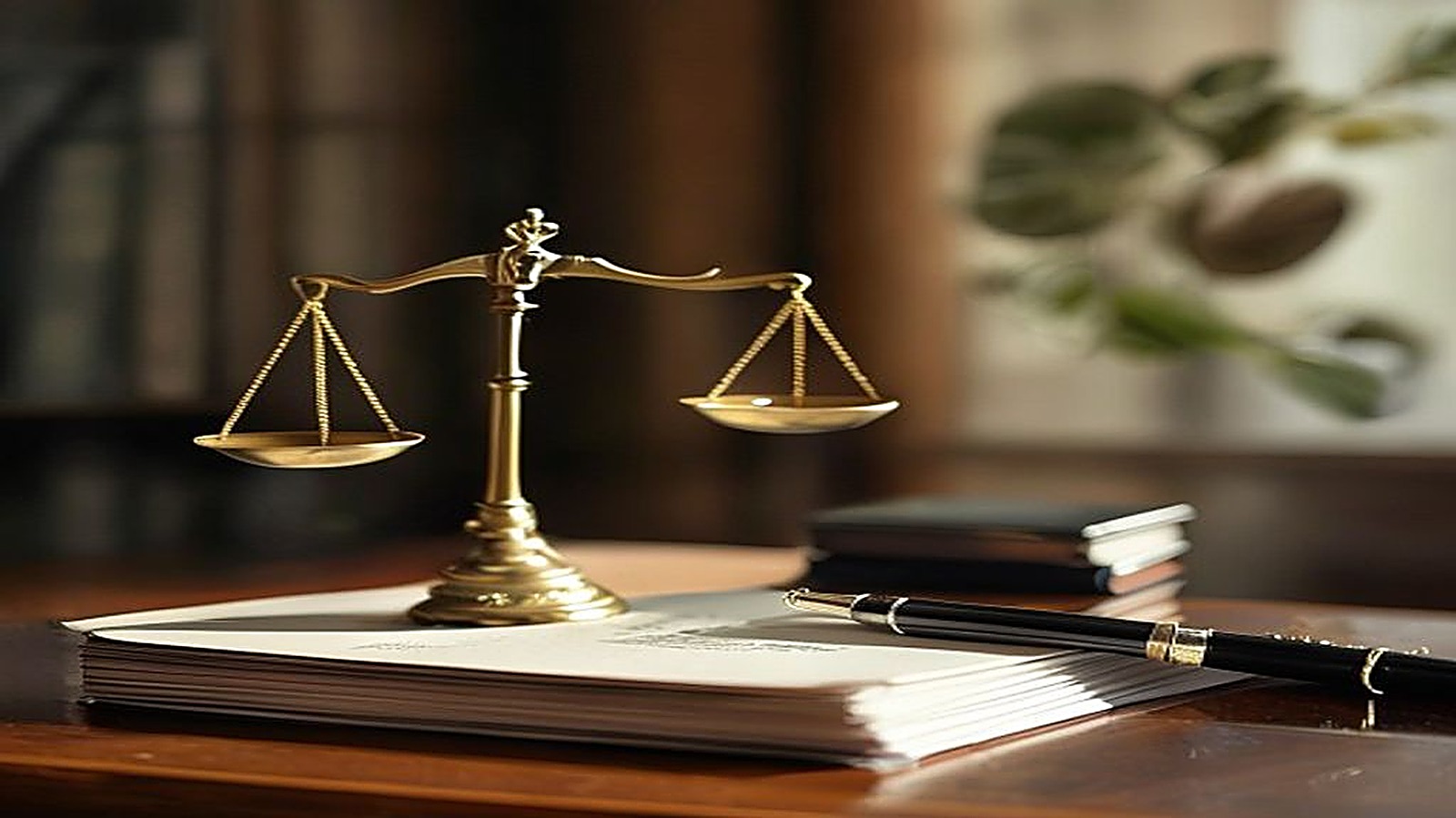 Balança da Justiça ao lado de documentos, símbolo da reparação buscada na Justiça do Trabalho