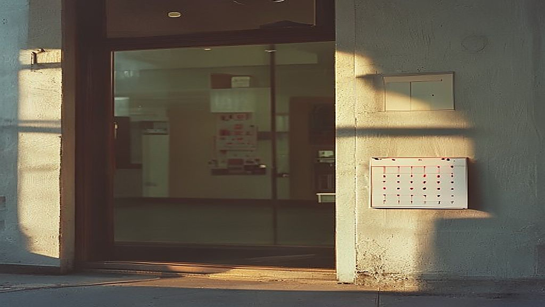Placa de fechado pendurada na porta de vidro de uma loja em dia de feriado, ao lado de um calendário com a data destacada, símbolo do trabalho no comércio em feriado condicionado à convenção coletiva